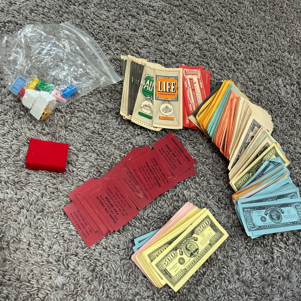 Vintage Game of Life 1960 Edition Replacement Parts Money Cards Pieces